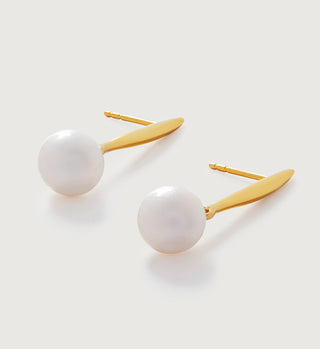 Nura Round Pearl Drop Earrings