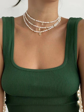 Zirconia-Encrusted Pearl Bead Necklace - AROSÈ