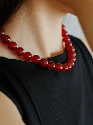 Black Agate Red Agate Necklace - AROSÈ