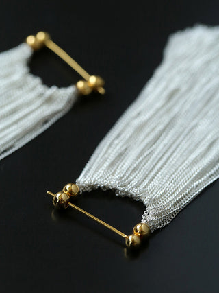 Silver Chain Tassel Earrings - Long Version - AROSÈ