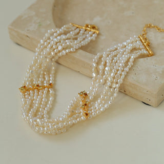 Artisan-Crafted Seven-Strand Luxury Pearl Necklace - AROSÈ