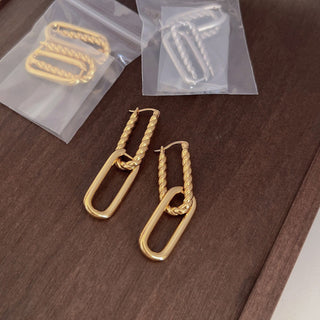 Twisted Knot Double Loop Minimalist Earrings