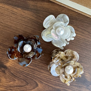 Petite Pearl Flower Hair Clip