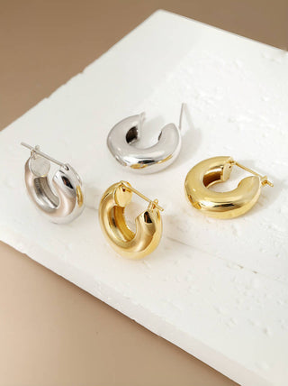 925 Sterling Silver Elegant Hoop Earrings - AROSÈ
