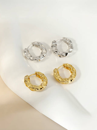 S925 Silver Lava Texture Circle Earrings - AROSÈ