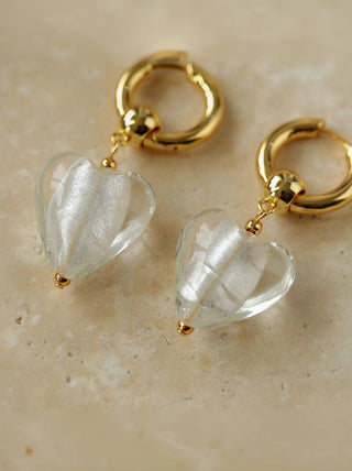 Heart-Shaped Crystal Pendant Earrings - AROSÈ