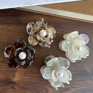 Petite Pearl Flower Hair Clip