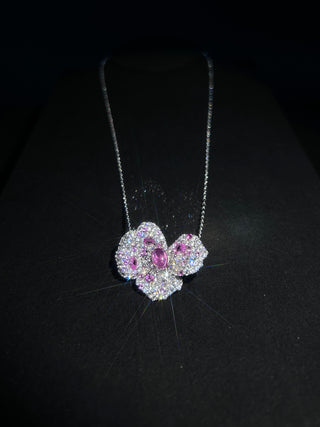 Blossoming Youth - Pink Flower Diamond Necklace - Dreamy Fashion Series