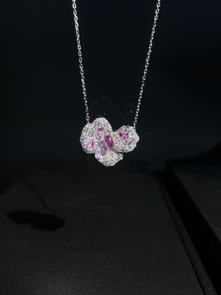 Blossoming Youth - Pink Flower Diamond Necklace - Dreamy Fashion Series