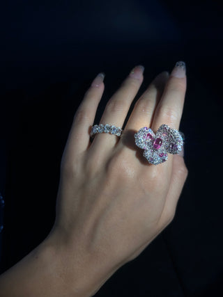 Blossoming Youth - Pink Flower Diamond Ring - Dreamy Fashion Series