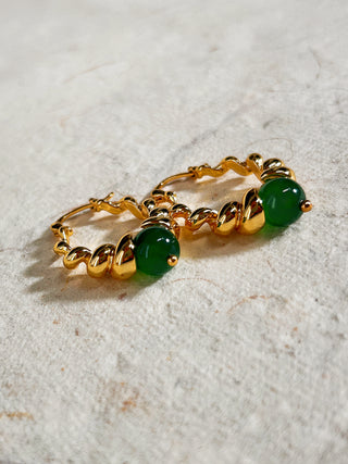Verde Agate Twisted Elegance Earrings - AROSÈ