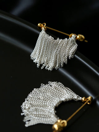 Silver Chain Tassel Earrings - Short Version - AROSÈ