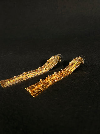 Luxurious Gold Tassel Waterfall Earrings - AROSÈ