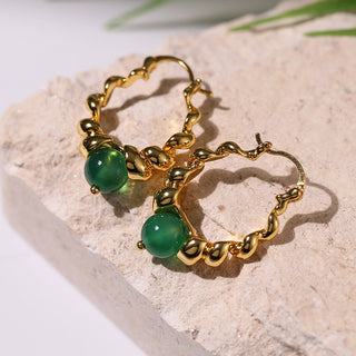 Verde Agate Twisted Elegance Earrings - AROSÈ