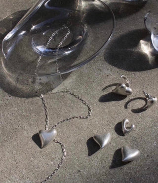 Vintage Sterling Silver Heart Pendant Earrings - AROSÈ
