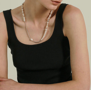 Pearl Clasp Long Necklace - AROSÈ