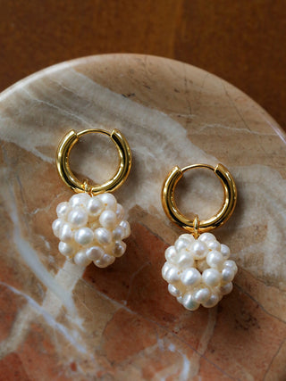 Artisan-Crafted Natural Pearl Ball Earring - AROSÈ