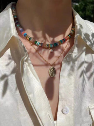 Vibrant Natural Stone Bead Necklace - AROSÈ