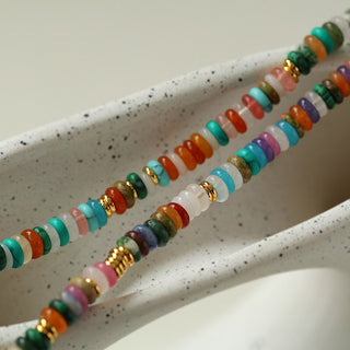 Vibrant Natural Stone Bead Necklace - AROSÈ