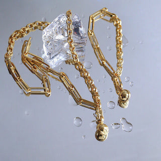 Artisan-Crafted Gold Bead Chain Necklace - AROSÈ