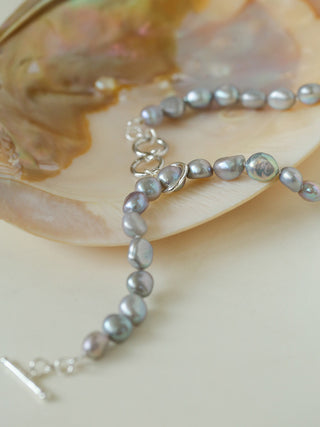Natural Mocha and Grey Full-Circle Pearl Necklace - AROSÈ