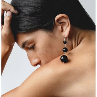 Triple Black Agate Ball Earrings - AROSÈ