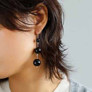 Triple Black Agate Ball Earrings - AROSÈ