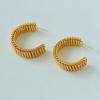 Classic Striped Textured Hoop Earrings - AROSÈ