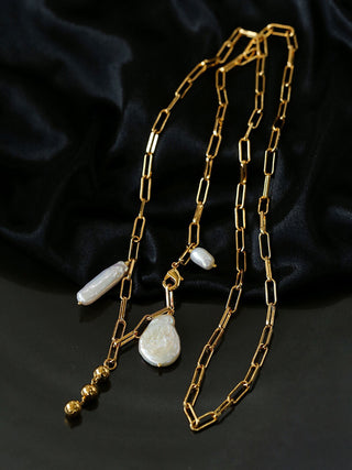 Multi-Pendant Baroque Pearl Y-Necklace - AROSÈ