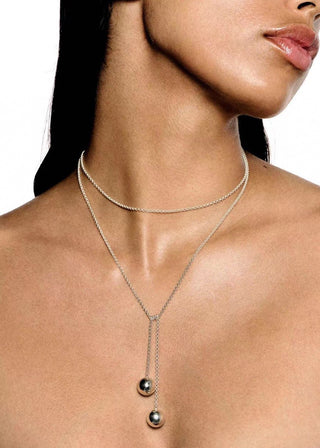 Effortless Elegance: Gold Bead Long Necklace - AROSÈ