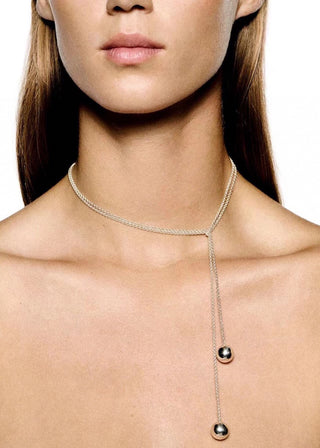 Effortless Elegance: Gold Bead Long Necklace - AROSÈ