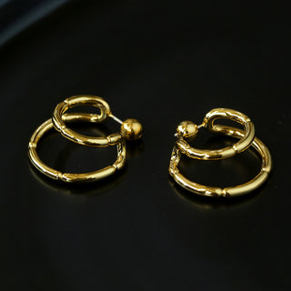Double-Layered Bamboo Knot C-Earrings - AROSÈ