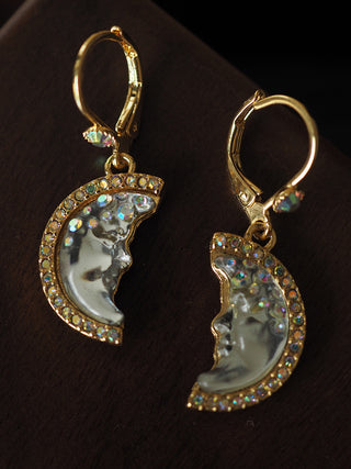 Dreamy Angel Moon Crescent Zirconia Vintage Earrings - AROSÈ