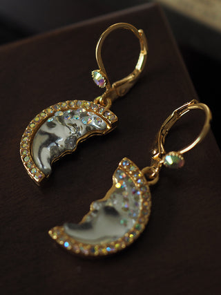 Dreamy Angel Moon Crescent Zirconia Vintage Earrings - AROSÈ