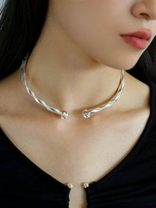 Chic Elastic Zirconia-Adorned Collar Necklace - AROSÈ