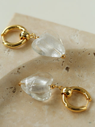 Heart-Shaped Crystal Pendant Earrings - AROSÈ
