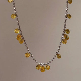 Starry Radiance 925 Sterling Silver Yellow Diamond Necklace