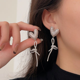 Heart-shaped Diamond-Studded Earrings