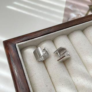 925 Sterling Silver Heavyweight Polished Square Earrings