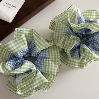 Mint Sea Salt Plaid Scrunchie