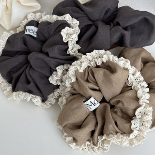 French Romantic Lace-Trimmed Scrunchie