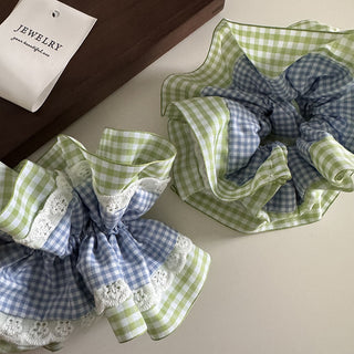 Mint Sea Salt Plaid Scrunchie