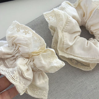 Vintage Lace Cream Puff Scrunchie