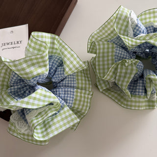 Mint Sea Salt Plaid Scrunchie